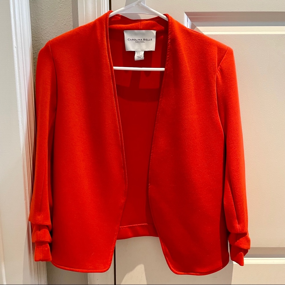 Carolina Belle Orange Open Front Blazer Size XS